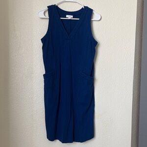 J. Jill Navy Sleeveless V-Neck Midi Dress with Pockets Womens Size XS